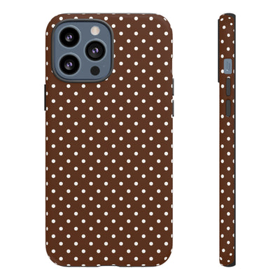 Aesthetic Tough Mocha Brown Polka Dots Premium Phone Case - For iPhone 17 Pro Max iPhone 16 Pro iPhone 15 Iphone 14 Plus 13 Pro 12 11 10 - Studio40ParkLane