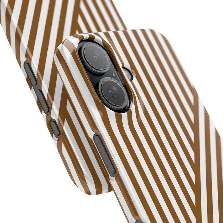 Aesthetic Mocha Brown Stripes Cute Phone Case Sleek Snap - For iPhone 17 Pro Max iPhone 16 Pro iPhone 15 Iphone 14 Plus 13 Pro 12 11 10 Gift - Studio40ParkLane