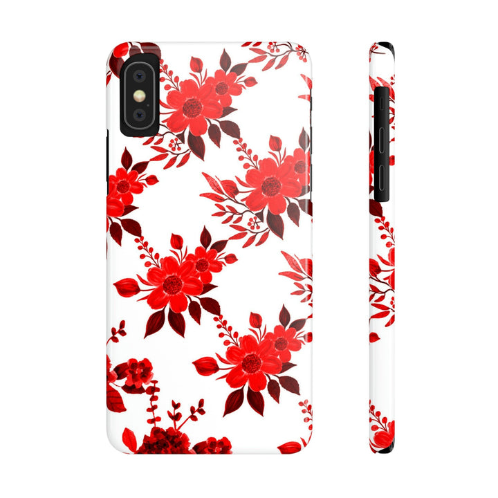 Slim Cute Phone Cases for Iphones - | iPhone 15 Case | iPhone 15 Pro Max Case, Iphone 14 Case, Iphone 14 Pro Max, Iphone 13, Red White Flowers - Studio40ParkLane
