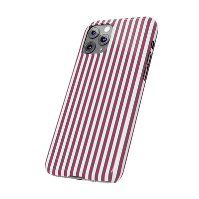 Slim Claret Red Striped Cute Phone Case for Iphone 16 - | iPhone 15 Pro Max Case | iPhone 14 Case Iphone 13 12 11 10 9 8 7 XS X Gift for Her - Studio40ParkLane