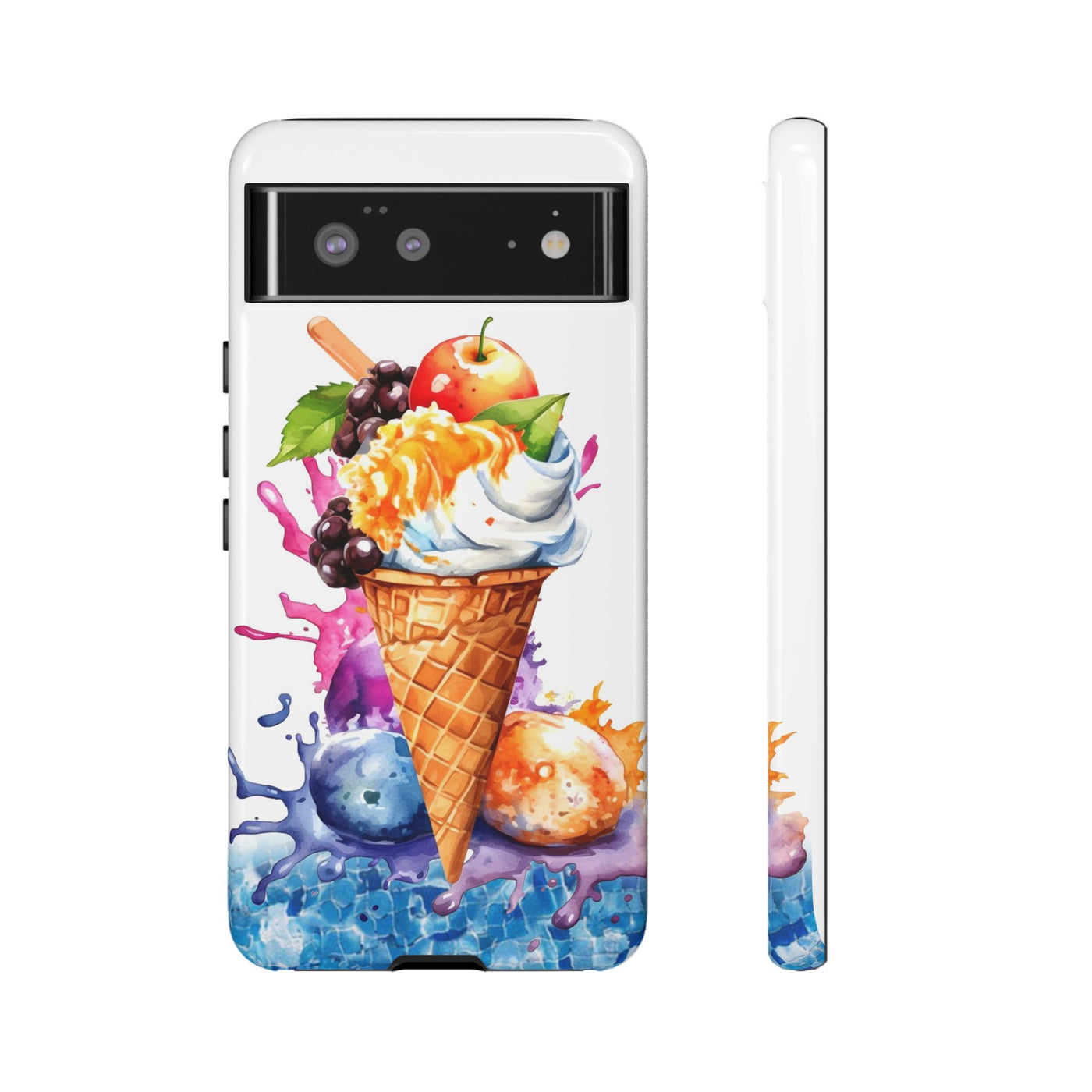 Impact Resistant, Summer Ice Cream Cone, Cute Phone Cases for Samsung S24, S23, S22, S21, IPhone 15 pro Iphone 14 pro Iphone 13 IPhone 12 Iphone 11