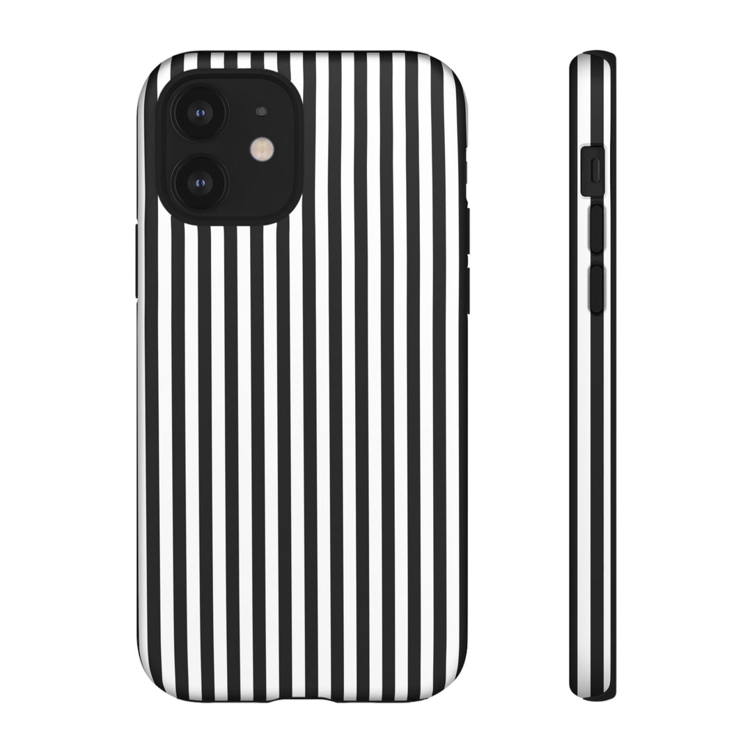 Tough Premium Black White Stripes Phone Case Gift for Her - For Apple iPhone 16 Pro Max 16e iPhone 15 Pro iPhone Iphone 14 Plus 13 Pro 12 SE XR - Studio40ParkLane