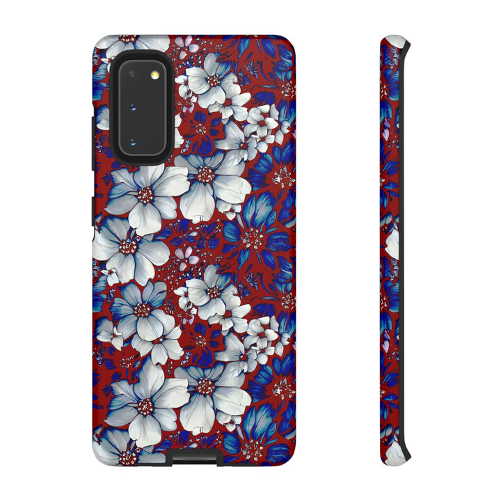 Cute Samsung Phone Case | Aesthetic Samsung Phone Case | Galaxy S23, S22, S21, S20 | Red Blue Flowers, Protective Phone Case - Studio40ParkLane
