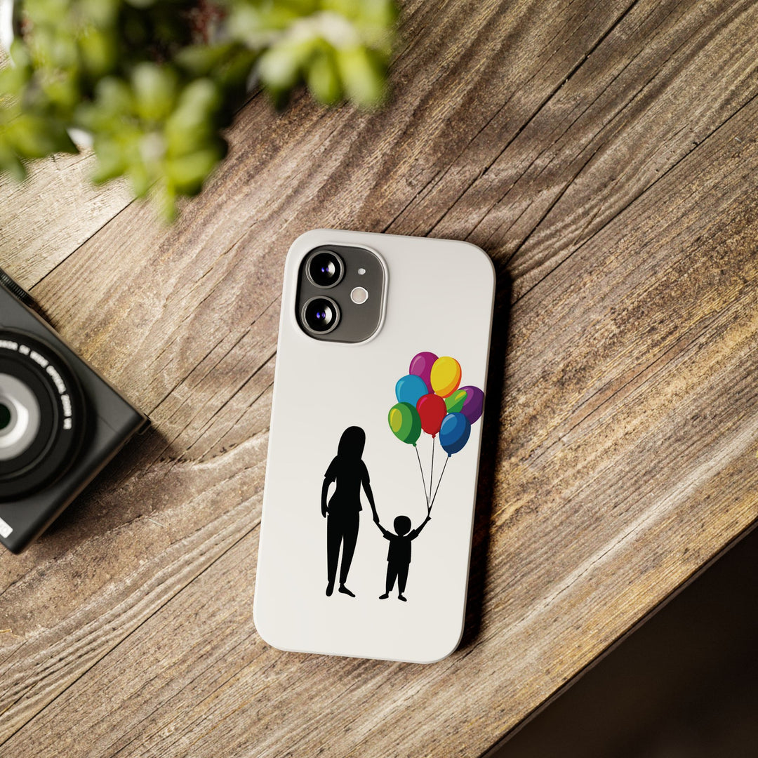 Slim Mother Child Balloons Gift for Her Cute Phone Cases for Iphone 16 Pro Max | iPhone 15 Case | iPhone 15 Pro Max Case, Iphone 14, 13, 12, 11, 10, 8, 7 - Studio40ParkLane