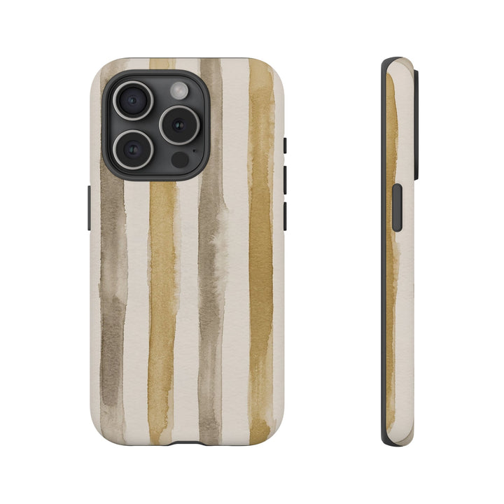 Tough Cute Brown Beige Stripes Phone Case, for IPhone 17 Pro Max | Iphone 17 Air, Iphone 16, IPhone 15, 14 13 12, Samsung Galaxy S26, S25, S24, S23 - Studio40ParkLane