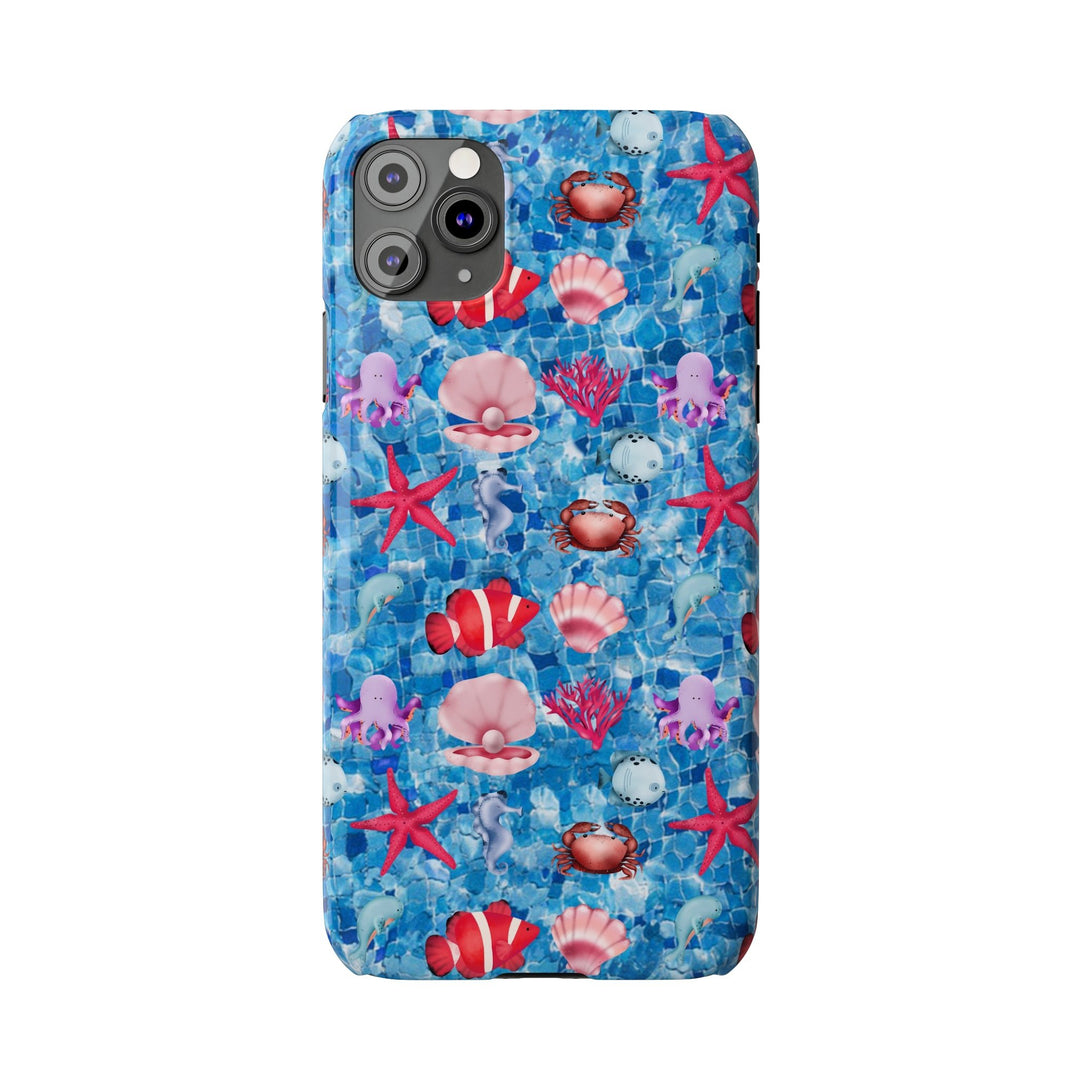 Slim Cute Phone Cases for Iphone - | iPhone 15 Case | iPhone 15 Pro Max Case, Iphone 14 Case, Iphone 14 Pro Max, Iphone 13, Blue Red Under Sea - Studio40ParkLane