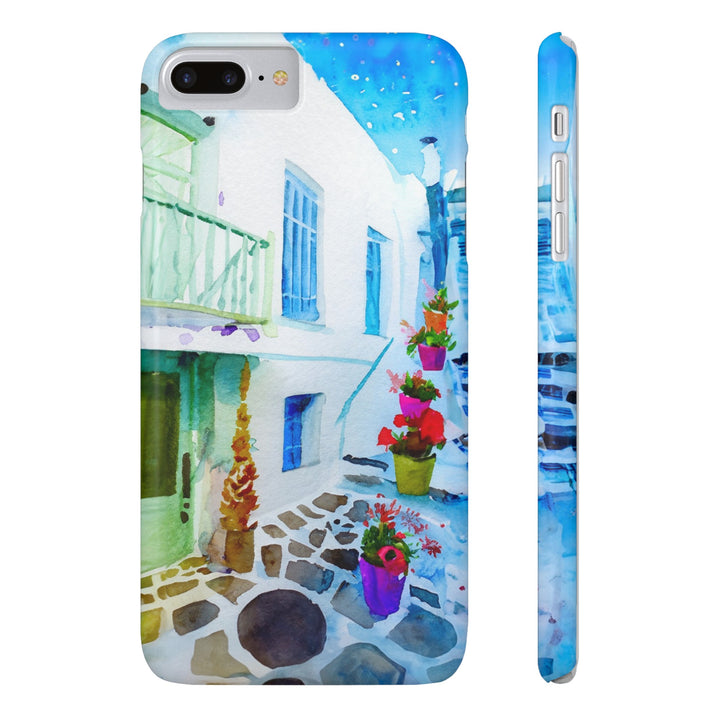Slim Cute Phone Cases for Iphone | iPhone 15 Case | iPhone 15 Pro Max Case, Iphone 14, Iphone 14 Pro Max, Iphone 13, Colorful Greek Alley Watercolor - Studio40ParkLane