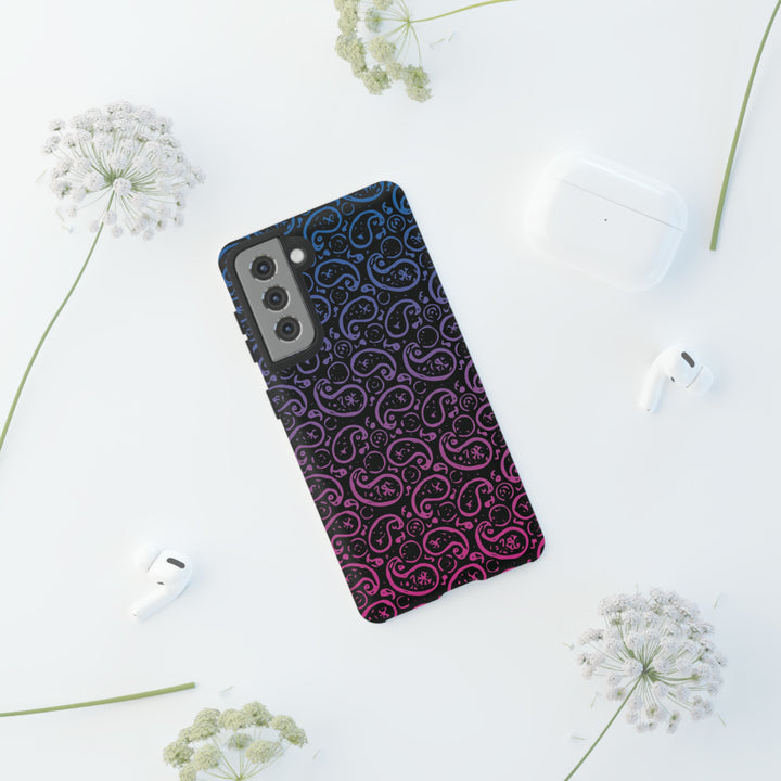 Cool Phone Case | Aesthetic Phone Case | Paisley Blue Pink Black | For Samsung Galaxy S23, S22, S21, S20 | Luxury Double Layer | Cute - Studio40ParkLane