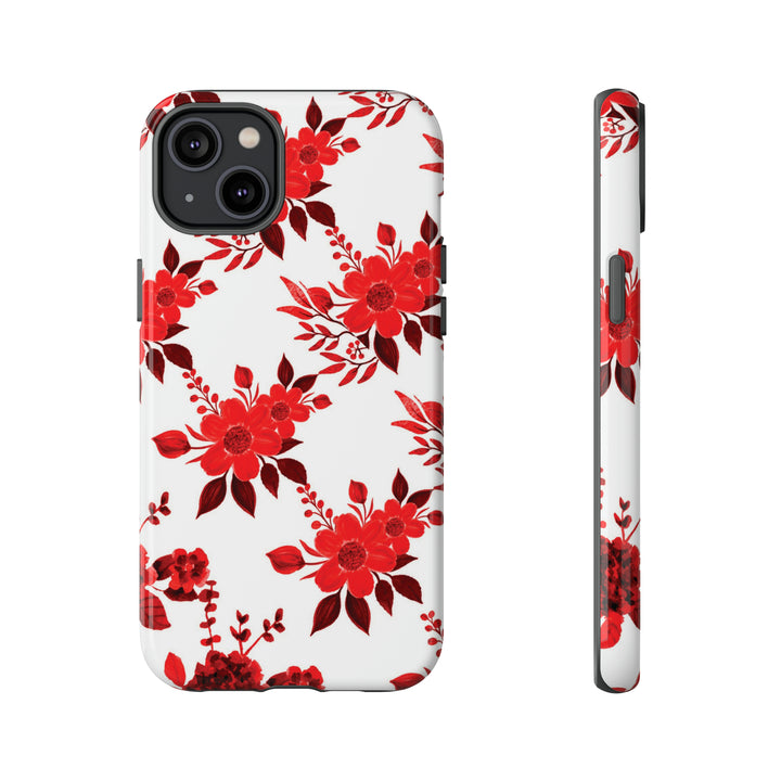 Cute IPhone Case | Red White Flowers, iPhone 15 Case | iPhone 15 Pro Case, Iphone 14 Case, Iphone 14 Pro Max Case, Protective Iphone Case - Studio40ParkLane