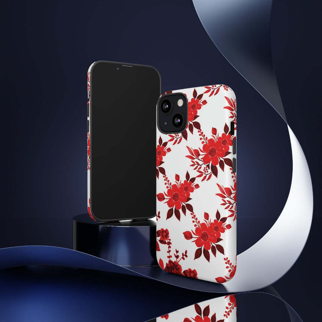 Cute IPhone Case | Red White Flowers, iPhone 15 Case | iPhone 15 Pro Case, Iphone 14 Case, Iphone 14 Pro Max Case, Protective Iphone Case - Studio40ParkLane