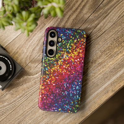 Faux Chic Play on Glitter Effect Cute Phone Case, for IPhone 16 pro Max | Iphone 15, Iphone 14, IPhone 13 Case, 11 8 7, Samsung Galaxy S24, S23, S22, S21, 2 Layer Protection