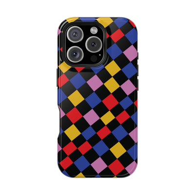 Aesthetic Colorful Checkerboard Tough Magsafe Phone Case - For iPhone 17 Pro Max iPhone 16 Pro iPhone 15 Iphone 14 Plus 13 Pro 12 11 Gift - Studio40ParkLane