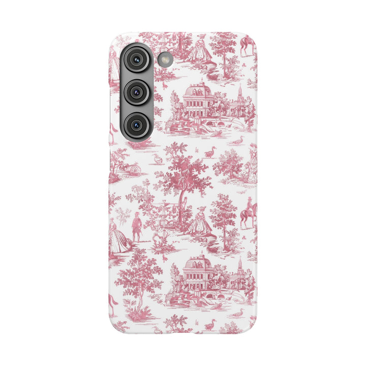 Sleek Snap Pink French Toile Cute Phone Case for iPhone 16 15 14 13 12 11 X Xs Max Xr Pro Plus Samsung Galaxy S24 S23 S22 S21 S20 Note Ultra