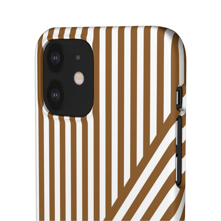 Aesthetic Mocha Brown Stripes Cute Phone Case Sleek Snap - For iPhone 17 Pro Max iPhone 16 Pro iPhone 15 Iphone 14 Plus 13 Pro 12 11 10 Gift - Studio40ParkLane