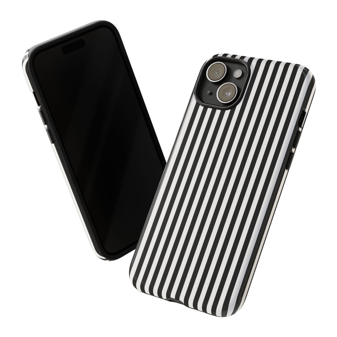 Tough Premium Black White Stripes Phone Case Gift for Her - For Apple iPhone 16 Pro Max 16e iPhone 15 Pro iPhone Iphone 14 Plus 13 Pro 12 SE XR - Studio40ParkLane