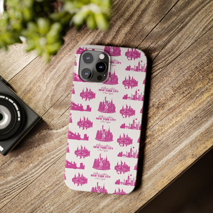 Slim New York Skyline Pink Collage Coquette Gift for Her Cute Phone Cases for Iphone 16 Pro Max | iPhone 15 Case | iPhone 15 Pro Max Case, Iphone 14, Iphone 14 Pro Max, Iphone 13 12 11 8 7 - Studio40ParkLane