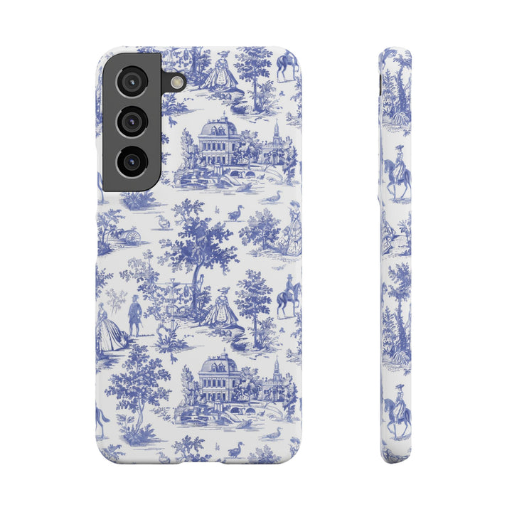 Sleek Snap Blue French Toile Cute Phone Case for iPhone 16 15 14 13 12 11 X Xs Max Xr Pro Plus Samsung Galaxy S24 S23 S22 S21 S20 Note Ultra
