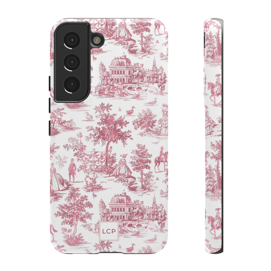 Personalized Custom French Toile Tough Cute Phone Case For Apple iPhone 18, 17, 16, 15 14, Pro Max, Samsung Galaxy S26, S25, S24 Plus Ultra