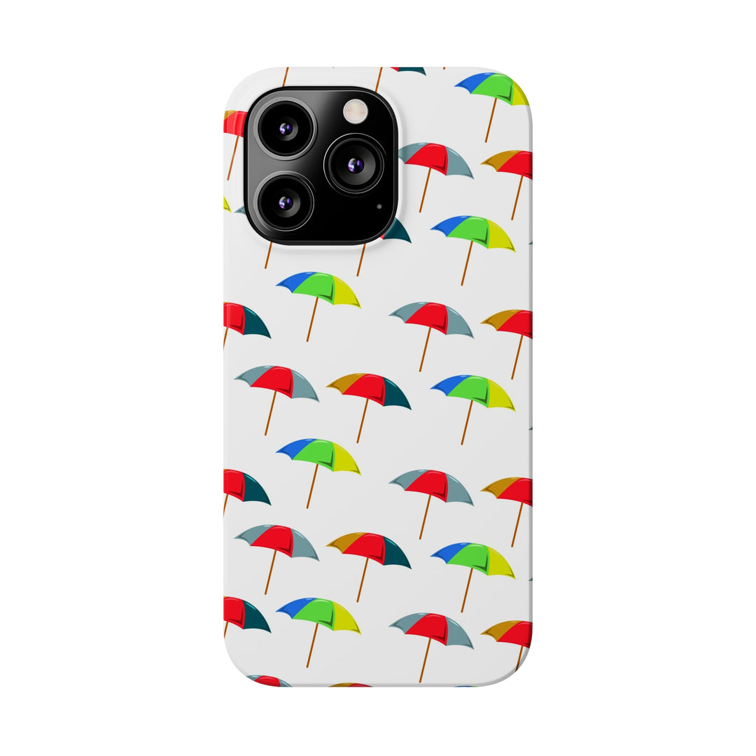 Slim Cute Phone Cases for Iphone - | iPhone 15 Case | iPhone 15 Pro Max Case, Iphone 14 Case, Iphone 14 Pro Max, Iphone 13, Colorful Beach Parasol - Studio40ParkLane