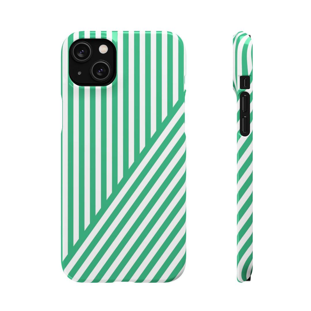 Aesthetic Emerald Stripes Cute Phone Case Sleek Snap - For iPhone 17 Pro Max iPhone 16 Pro iPhone 15 Iphone 14 Plus 13 Pro 12 11 10 Gift