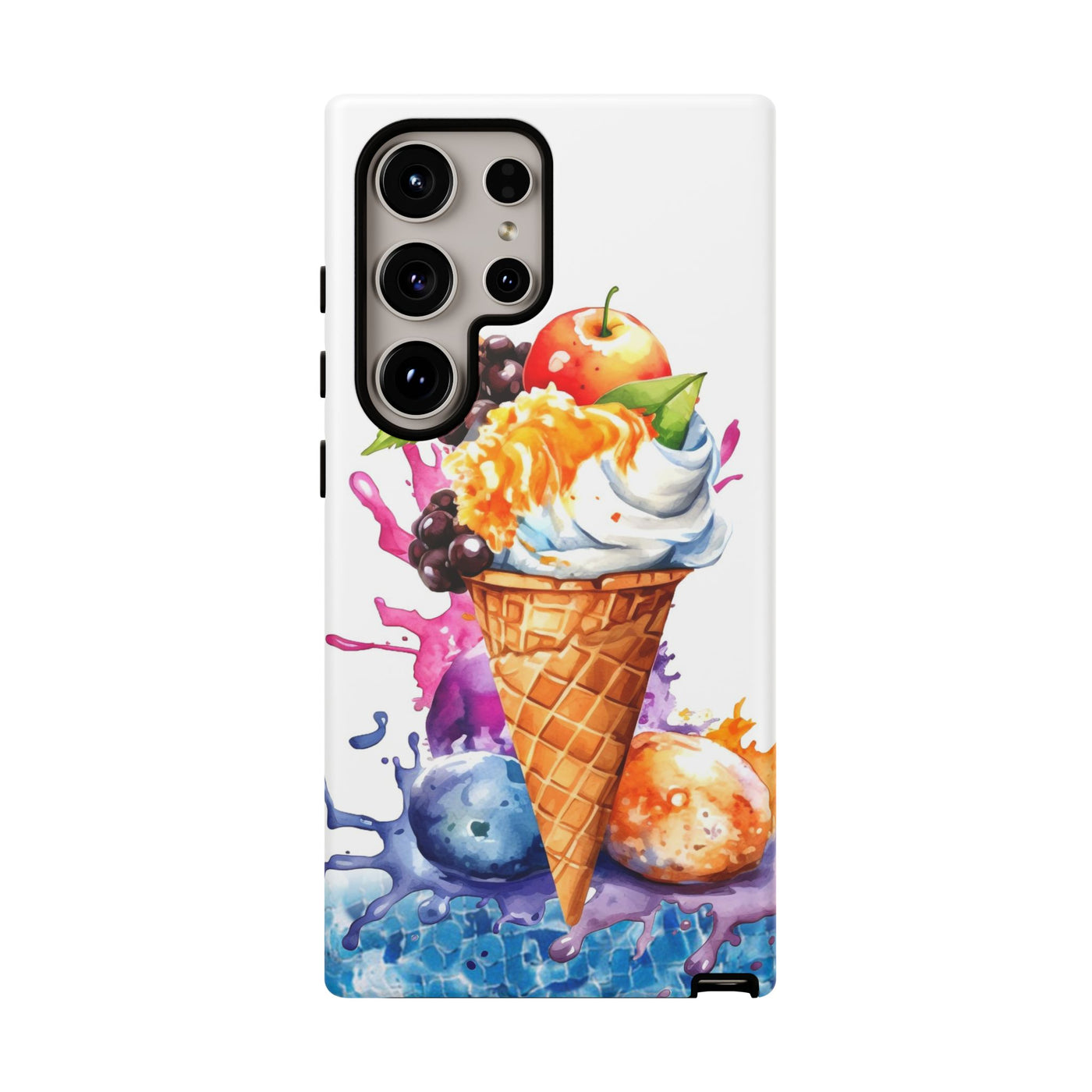 Impact Resistant, Summer Ice Cream Cone, Cute Phone Cases for Samsung S24, S23, S22, S21, IPhone 15 pro Iphone 14 pro Iphone 13 IPhone 12 Iphone 11