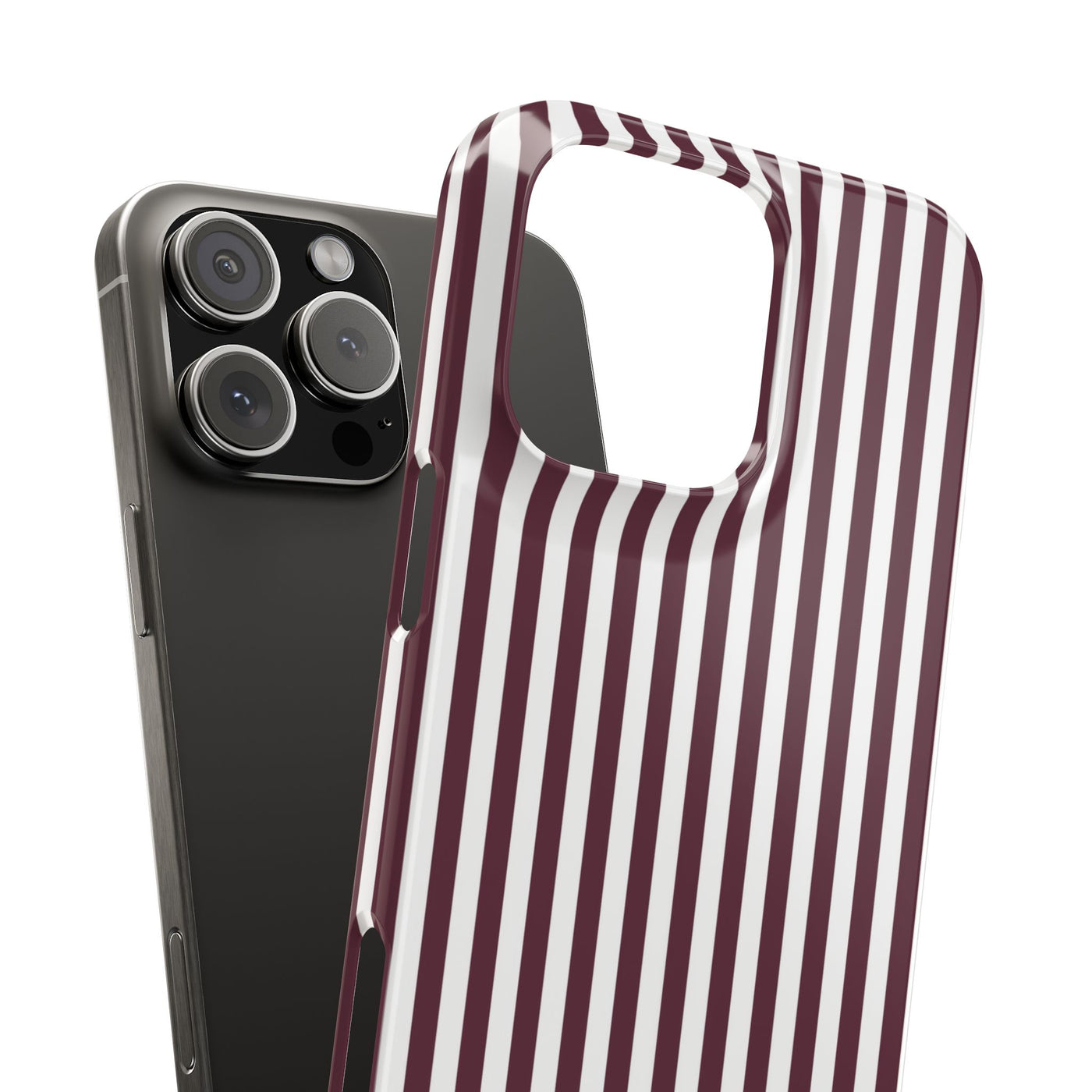 Slim Burgundy Wine Striped Cute Phone Case for Iphone 16 - | iPhone 15 Pro Max Case | iPhone 14 Case Iphone 13 12 11 10 9 8 7 Gift for Her - Studio40ParkLane