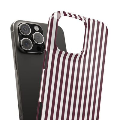 Slim Burgundy Wine Striped Cute Phone Case for Iphone 16 - | iPhone 15 Pro Max Case | iPhone 14 Case Iphone 13 12 11 10 9 8 7 Gift for Her - Studio40ParkLane