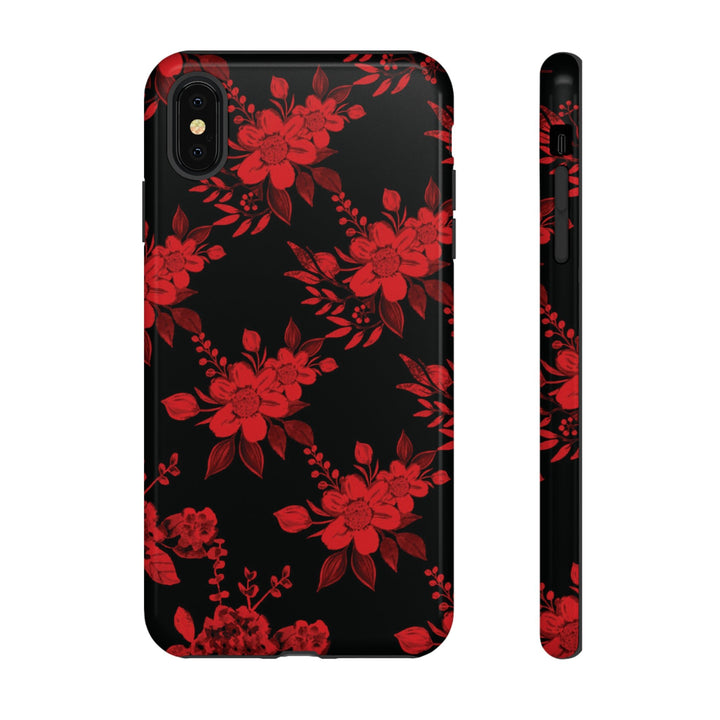 Cute IPhone Case | Red Black Flowers, iPhone 15 Case | iPhone 15 Pro Case, Iphone 14 Case, Iphone 14 Pro Max Case, Protective Iphone Case - Studio40ParkLane