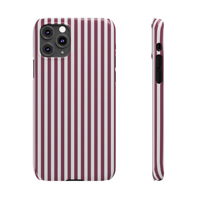Slim Claret Red Striped Cute Phone Case for Iphone 16 - | iPhone 15 Pro Max Case | iPhone 14 Case Iphone 13 12 11 10 9 8 7 XS X Gift for Her - Studio40ParkLane