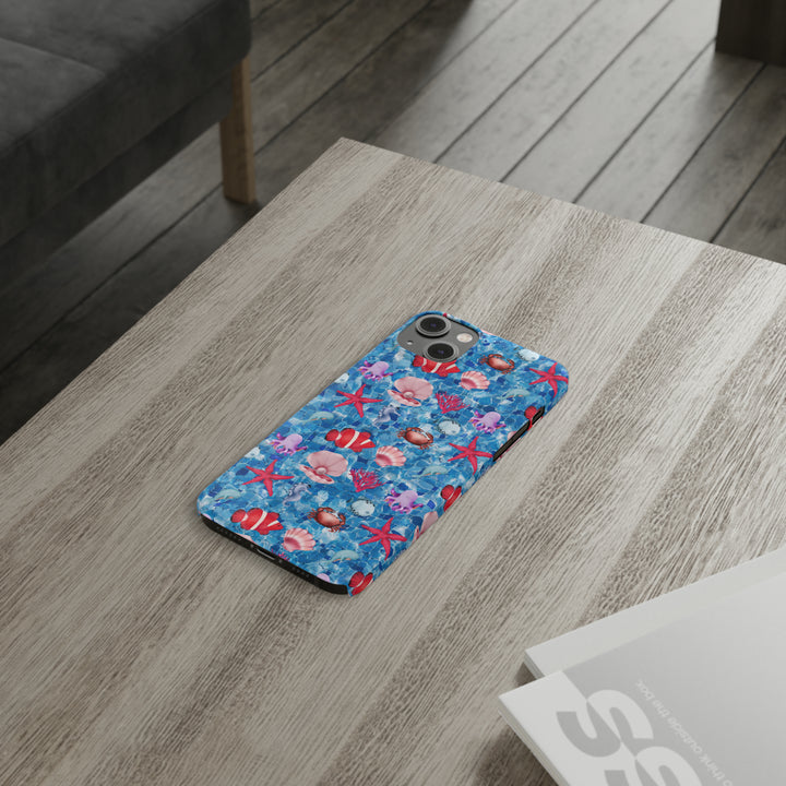 Slim Cute Phone Cases for Iphone - | iPhone 15 Case | iPhone 15 Pro Max Case, Iphone 14 Case, Iphone 14 Pro Max, Iphone 13, Blue Red Under Sea - Studio40ParkLane