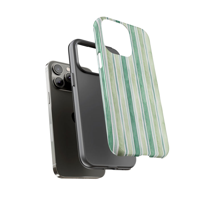 Aesthetic Tough Green Watercolor Stripes Premium Phone Case - For iPhone 17 Pro Max iPhone 16 Pro iPhone 15 Iphone 14 Plus 13 Pro 12 11 10 - Studio40ParkLane