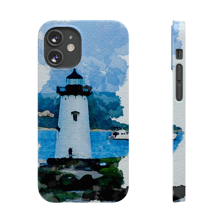 Slim Cute Phone Cases for Iphone - | iPhone 15 Case | iPhone 15 Pro Max Case, Iphone 14 Case, Iphone 14 Pro Max, Iphone 13, Beach Lighthouse Blue - Studio40ParkLane
