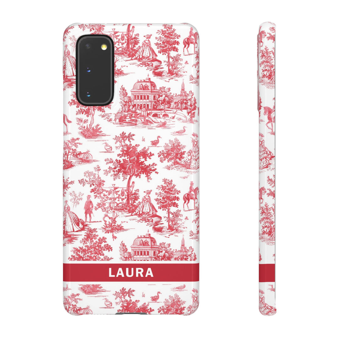 Snap French Toile Personalized Initial Custom Gift for Her Cute Phone Cases for Samsung S24, S23, S22, S21, S20, Plus and Ultra and Iphone, 16, 15, 14, 13, 12, 11. 10 - Studio40ParkLane
