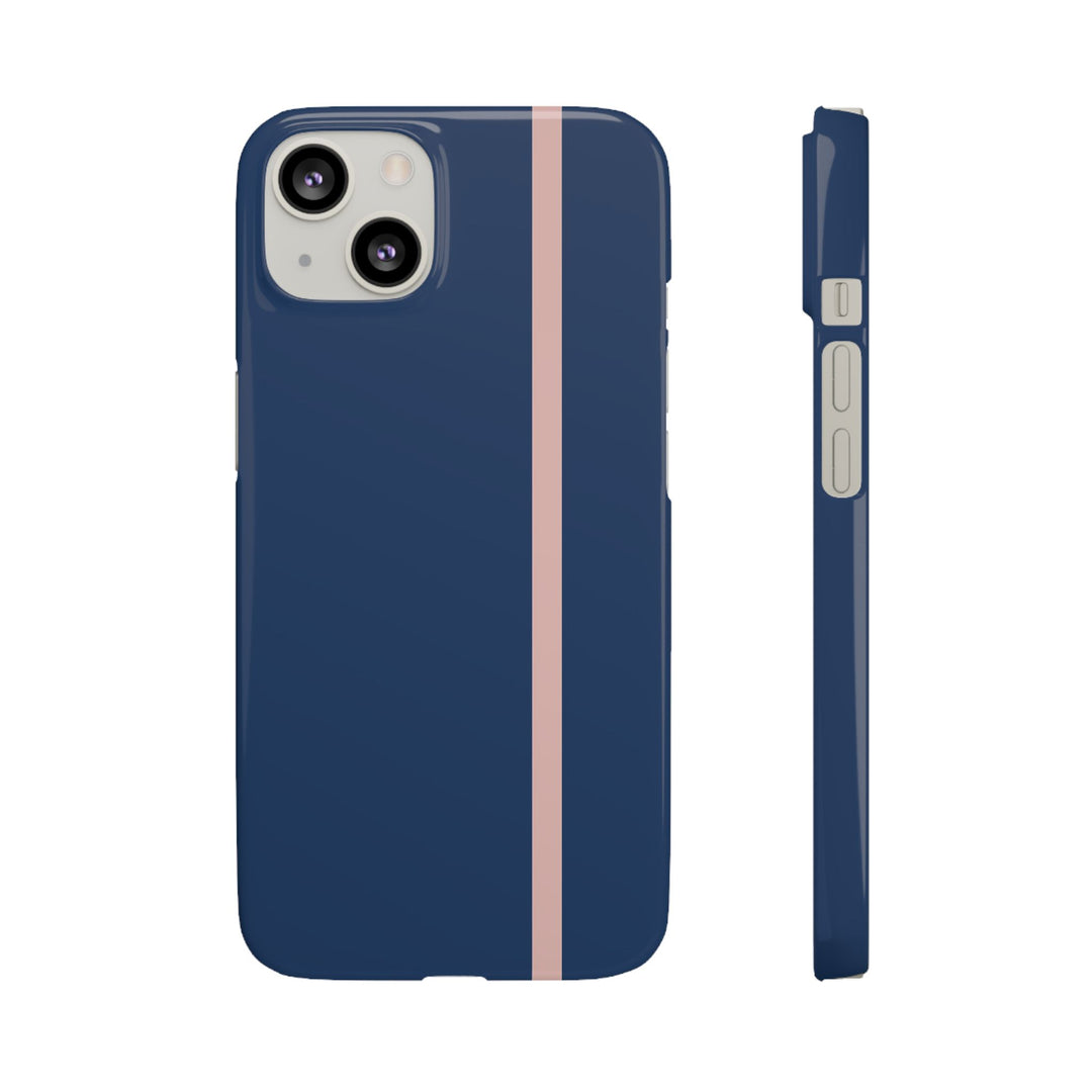 Sleek Navy Blue Pink Stripe Snap Phone Case for iPhone 18 17 16 15 14 13 Pro Max, Samsung Galaxy S26 S25 Ultra Lightweight Cute Phone Case - Studio40ParkLane