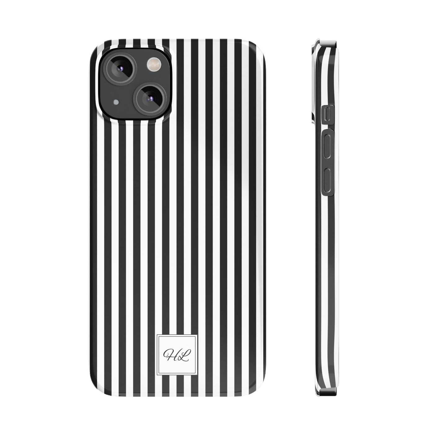 Slim Custom Personalized Black White Striped Phone Case for Iphone 16 - | iPhone 15 Pro Max Case | iPhone 14 Case Iphone 13 12 11 10 9 8 - Studio40ParkLane