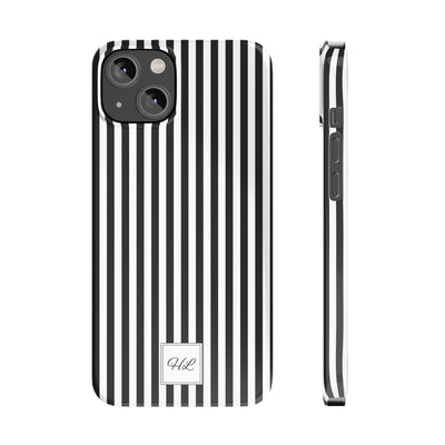 Slim Custom Personalized Black White Striped Phone Case for Iphone 16 - | iPhone 15 Pro Max Case | iPhone 14 Case Iphone 13 12 11 10 9 8 - Studio40ParkLane