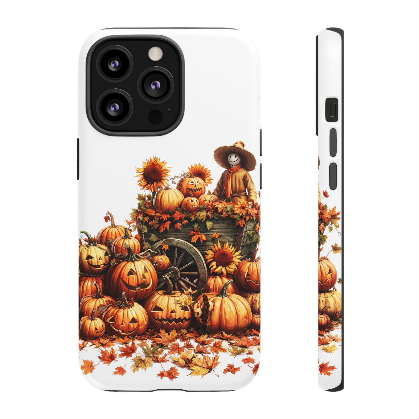 Impact Resistant, Fall Leaves Scarecrow, Cute Phone Cases for Samsung S24, S23, S22, S21, IPhone 15 pro Iphone 14 pro Iphone 13 IPhone 12 Iphone 11