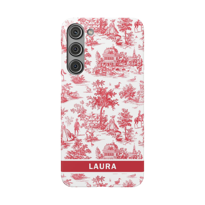 Snap French Toile Personalized Initial Custom Gift for Her Cute Phone Cases for Samsung S24, S23, S22, S21, S20, Plus and Ultra and Iphone, 16, 15, 14, 13, 12, 11. 10 - Studio40ParkLane