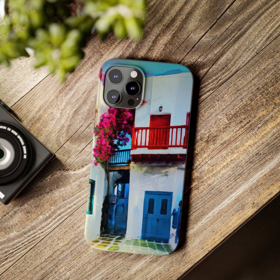 Slim Cute Phone Cases for Iphone | iPhone 15 Case | iPhone 15 Pro Max Case, Iphone 14, Iphone 14 Pro Max, Iphone 13, Colorful Greek Alley Watercolor - Studio40ParkLane