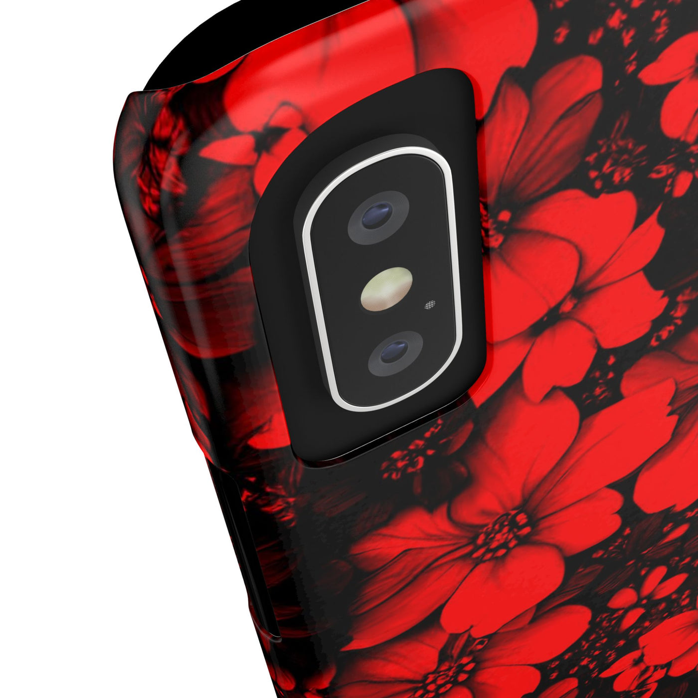 Slim Cute iPhone Cases - | iPhone 15 Case | iPhone 15 Pro Max Case, Iphone 14 Case, Iphone 14 Pro Max, Iphone 13, Red Black Flowers