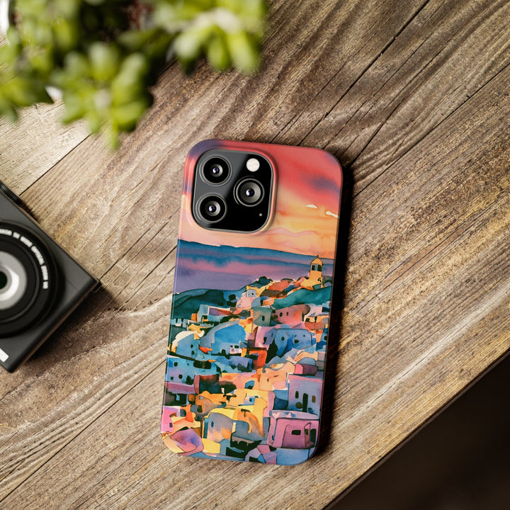 Slim Cute Phone Cases for Iphone | iPhone 15 Case | iPhone 15 Pro Max Case, Iphone 14, Iphone 14 Pro Max, Iphone 13, Colorful Greek House Watercolor - Studio40ParkLane