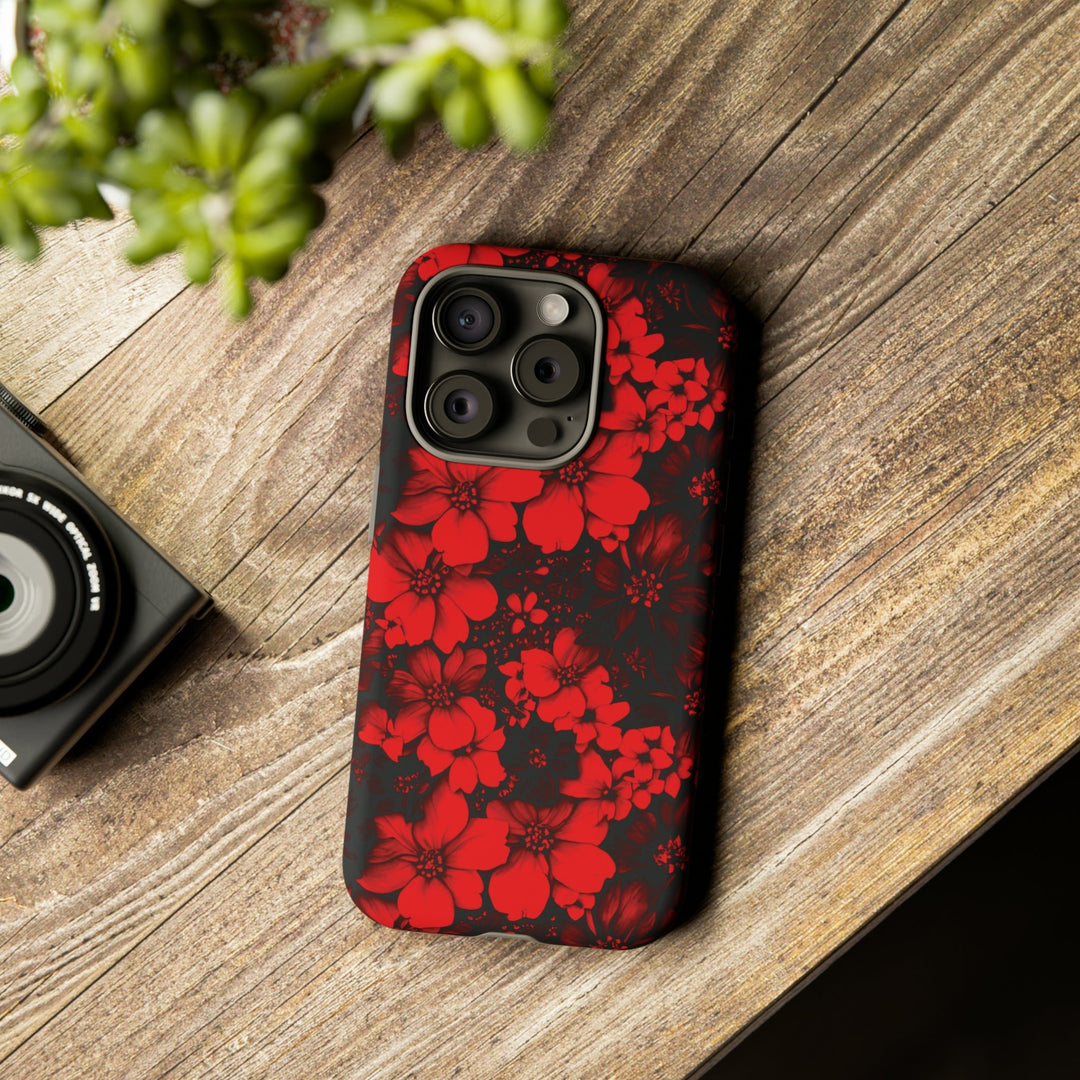 Cute IPhone Case | Red Black Flowers, iPhone 15 Case | iPhone 15 Pro Case, Iphone 14 Case, Iphone 14 Pro Max Case, Protective Iphone Case - Studio40ParkLane