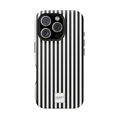 Custom Personalized Black White Striped Magsafe Phone Case for Iphone 17 - | iPhone 16 Pro Max Case | iPhone 15 Case Iphone 14 13 12 11 10 - Studio40ParkLane
