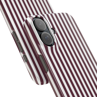 Slim Burgundy Wine Striped Cute Phone Case for Iphone 16 - | iPhone 15 Pro Max Case | iPhone 14 Case Iphone 13 12 11 10 9 8 7 Gift for Her - Studio40ParkLane