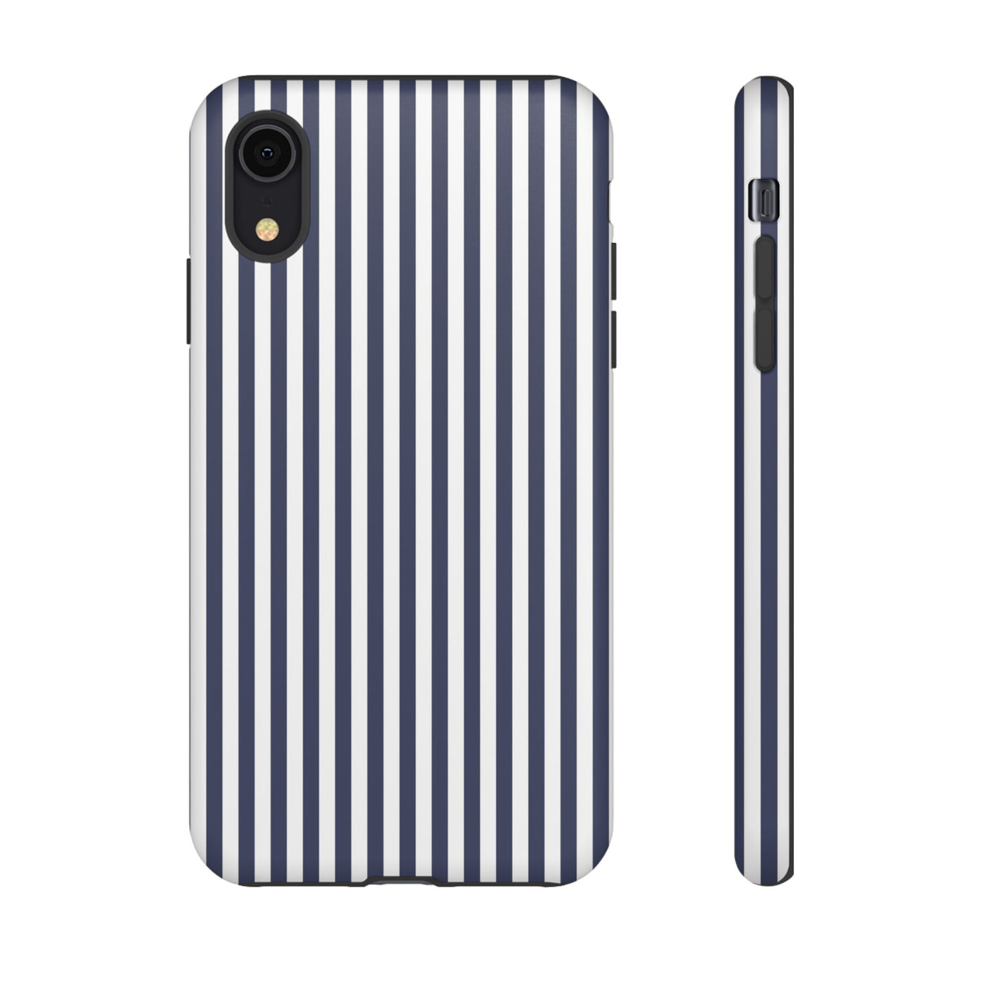 Tough Premium Navy Blue Stripes Phone Case Gift for Her - For Apple iPhone 16 Pro Max 16e iPhone 15 Pro iPhone Iphone 14 Plus 13 Pro 12 SE XR - Studio40ParkLane