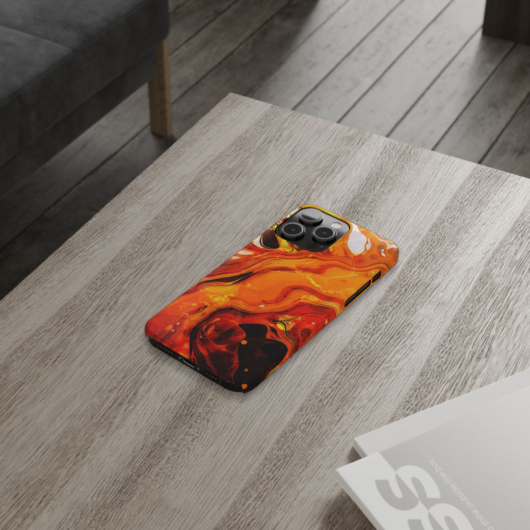 Slim Cute Phone Cases for Iphone - | iPhone 15 Case | iPhone 15 Pro Max Case, Iphone 14 Case, Iphone 14 Pro Max, Iphone 13, Marble Orange Yellow - Studio40ParkLane