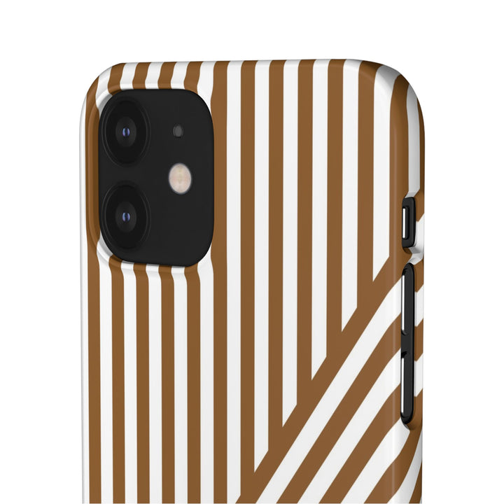 Aesthetic Mocha Brown Stripes Cute Phone Case Sleek Snap - For iPhone 17 Pro Max iPhone 16 Pro iPhone 15 Iphone 14 Plus 13 Pro 12 11 10 Gift - Studio40ParkLane