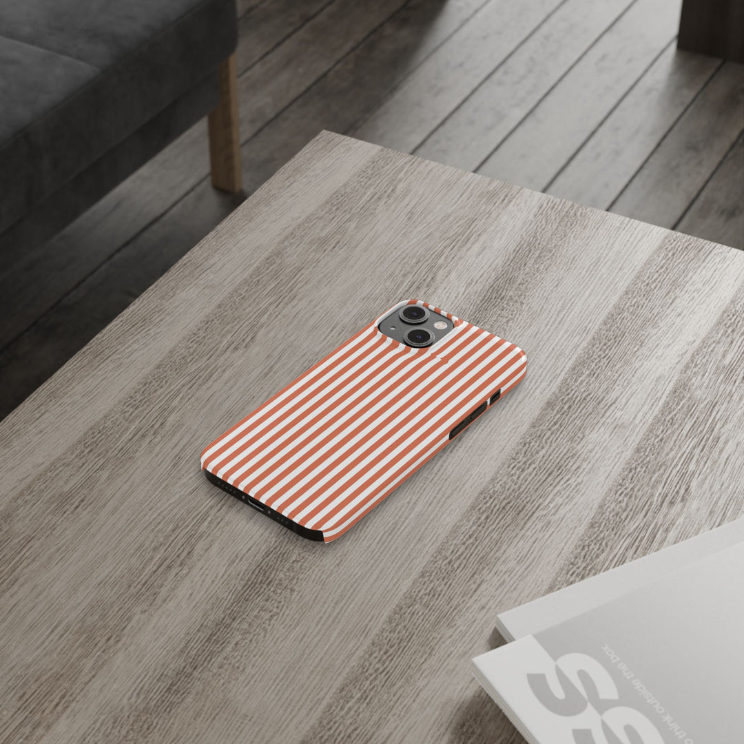 Slim Red Winter Peach Striped Cute Phone Case for Iphone 16 - | iPhone 15 Pro Max Case | iPhone 14 Case 13 12 11 10 9 8 7 X XS Gift for Her