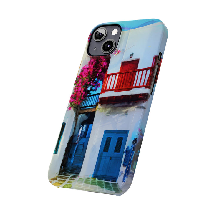 Slim Cute Phone Cases for Iphone | iPhone 15 Case | iPhone 15 Pro Max Case, Iphone 14, Iphone 14 Pro Max, Iphone 13, Colorful Greek Alley Watercolor - Studio40ParkLane