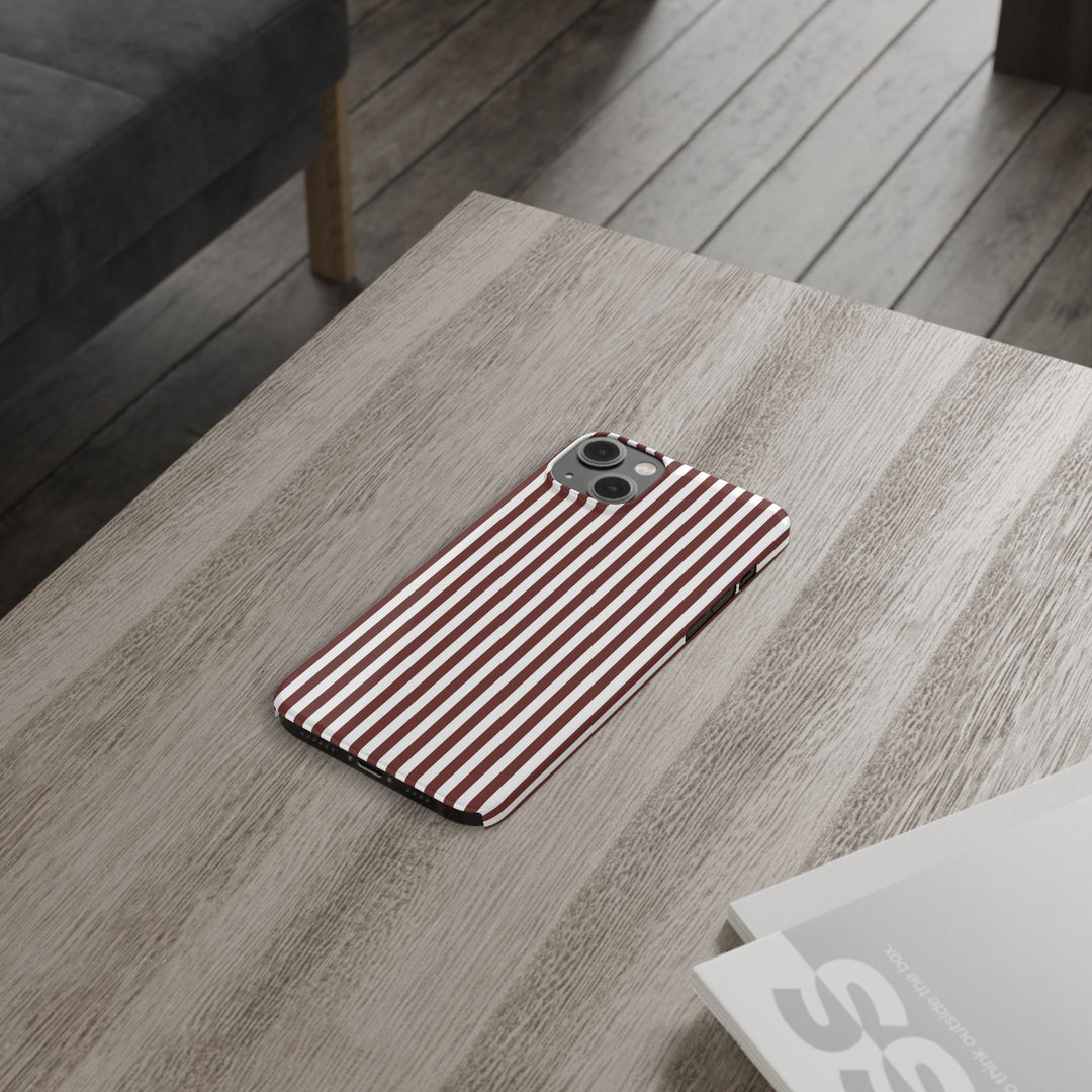 Slim Chocolate Brown Striped Cute Phone Case for Iphone 16 - | iPhone 15 Pro Max Case | iPhone 14 Case Iphone 13 12 11 10 9 8 7 Gift for Her - Studio40ParkLane